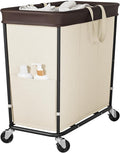 320L Laundry Basket with Wheels, 3-Section Rolling Hamper for Laundry, Extra Large Laundry Hamper with Wheels, Clothes Hamper Rolling Laundry Basket for Home, Bathrooms and Dorm(Beige)