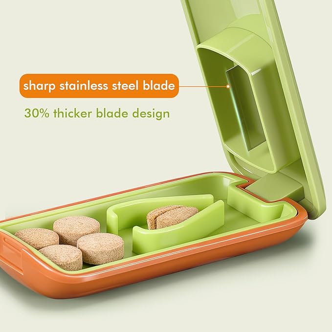JohnBee Pill Cutter - Sharp & Durable Silicone Pill Splitter, Non-Slip Base, Portable Tablet Cutter for Daily Medication, Vitamins & Supplements. Designed for Swallowing Difficulties & Pets (Pink)
