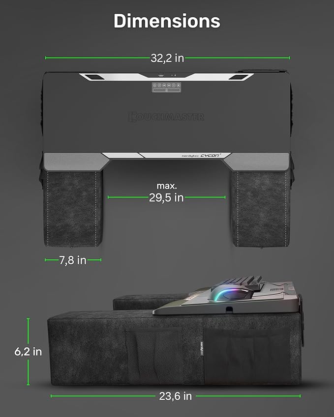Couchmaster CYCON³ HORIZONLIGHT Bar, Ultimate Ergonomic USB-Hub Gaming Lap Desk for Couch and Bed, Large, Stable and Compatible with All Keyboards and Mouse/Mice, Laptops, PCs, PS4/5, Xbox