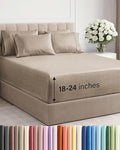 Extra Deep Cal King Sheet Set - 6 Piece Breathable & Cooling Sheets - Hotel Luxury Bed Sheets Set - Easy Fit - Soft, Wrinkle Free & Comfy Sheets Set - Heathered Beige Sheet Set w/Extra Deep Pockets