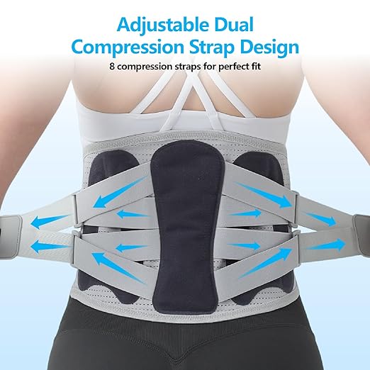 Back Brace for Men Lower Back Pain Relief, Adjustable Back Lumbar Support Belt for Women & Men, Sciatica, Scoliosis and Herniated Disc Relief with Ergonomic Breathable Pads & 5 Stays (L)