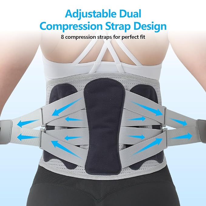 Back Brace for Men Lower Back Pain Relief, Adjustable Back Lumbar Support Belt for Women & Men, Sciatica, Scoliosis and Herniated Disc Relief with Ergonomic Breathable Pads & 5 Stays (XL)