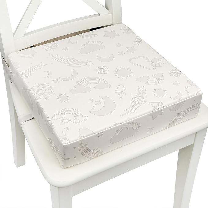 Toddler Booster Seat for Dining Table,Portable Kids Booster Seat - Adjustable, Non-Slip, Lightweight & Easy to Clean (Khaki Moon)