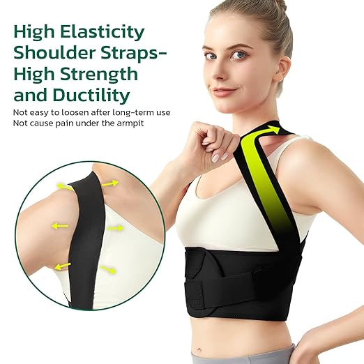 Posture Corrector for Women - Lightweight and Breathable Back Brace for Pain Relief, Rounded Shoulders and Hunchback, Compact & Portable with Fashionable Design, Invisible Under Clothes Black M