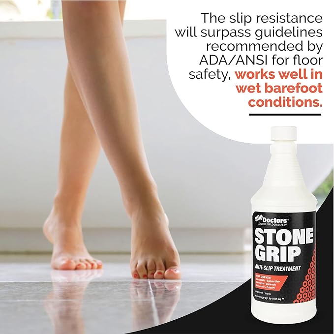 Stone Grip Industrial (Gallon) Non-Slip Floor Treatment for Tile and Stone to Prevent Slippery Floors. Indoor/Outdoor, Residential/Commercial, Works in Minutes for Increased Traction