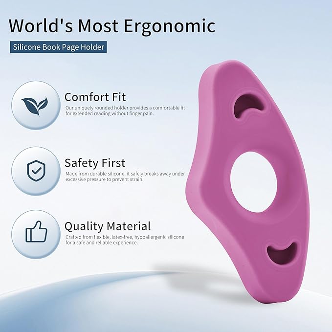 Book Page Holder, 2 Pack Breathable Silicone Thumb Page Holder for Reading, Ideal Book Reader Gifts and Reading Accessories (Small Size, Pink - Purple)