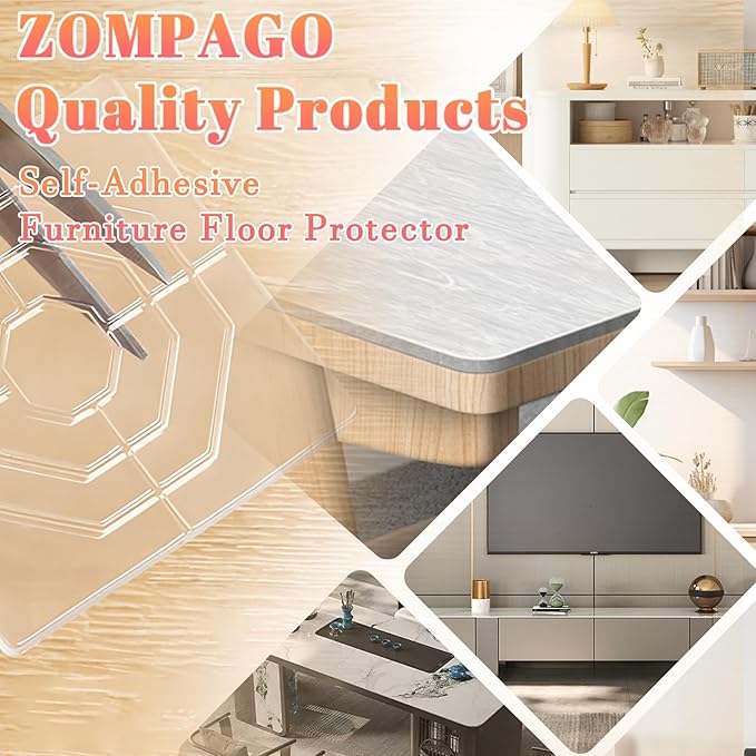 Clear Silicone Cabinet Door Bumpers,Squares 8 Pcs,Self-Adhesive Sound Dampening Pads,Surface Protection & Anti-Friction for Drawers, Table Bottoms,Wall Door Stoppers, Transparent Adhesive Pads