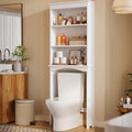 Gizoon Over The Toilet Storage Cabinet, Over Toilet Bathroom Organizer, Bathroom Storage Cabinet with Adjustable Shelf, Anti-Tip Device, Freestanding Space Saver Over The Toilet Shelf, White