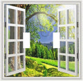 Light Switch Cover Window View Green Rustic Nature Wilderness 2 Gang Wall Plate Double Light Switch Plate Toggle Decorative Outlet Covers Electrical Switchplate for Bathroom Bedroom Decor