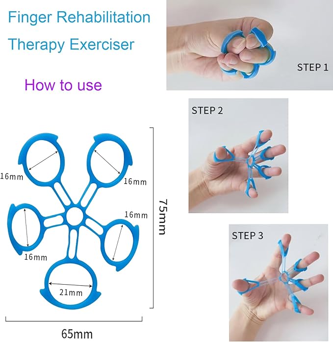 Hand Exerciser Ball and Finger Stretcher, Hand Grip Strengthener Trainer, Squeeze Balls, Wrist Pain Relief (Blue)