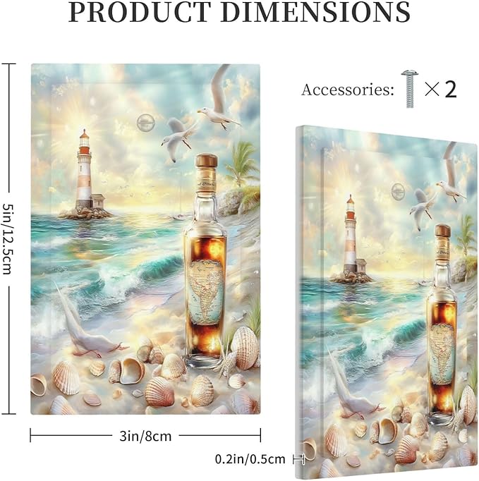 Light Switch Cover Plate Beach Ocean Lighthouse Seashells 1 Gang No Device Blank Electrical Wall Plates Faceplate Decorative Switch Plate For Bed Room Living Room Decor