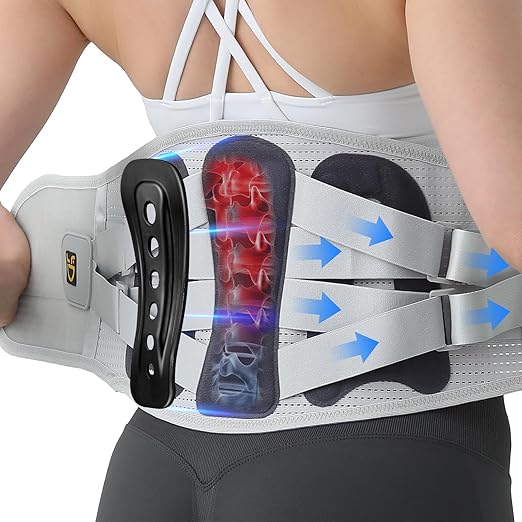 Back Brace for Men Lower Back Pain Relief, Adjustable Back Lumbar Support Belt for Women & Men, Sciatica, Scoliosis and Herniated Disc Relief with Ergonomic Breathable Pads & 5 Stays (M)