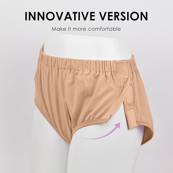 Easy Adapt Women's Tear-Away Underwear, for Patients, Elders, Pack of 2. (Nude+Black, Medium)