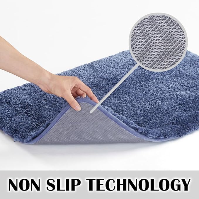 Suchtale Bath Rug for Bathroom Non Slip Bathroom Mat (20 x 32, Blue) Water Absorbent Soft Microfiber Shaggy Bath Rug Machine Washable Bath Mat for Bath Thick Plush Shower Mat