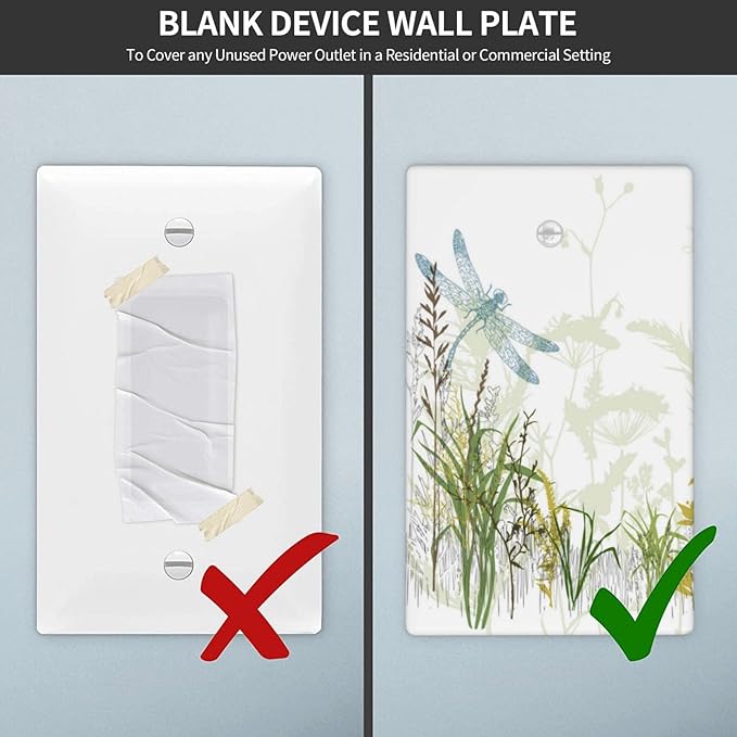Wild Flower Dragonfly 1 Gang Blank Light Switch Cover Plates Decorative Electric Outlet Covers Decorator Wall Switch Plate Receptacle Plug Covers 4.5 * 2.76 Inches