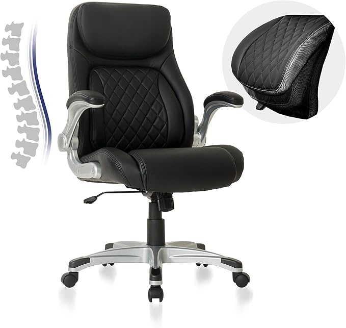 Nouhaus Ergonomic Office Chair Premium Microfiber Leather Adjustable Lumbar Support & Armrests, High Back Comfy Desk Gaming Chairs Executive Computer Swivel Chair Tilt Function(Posture,Black)