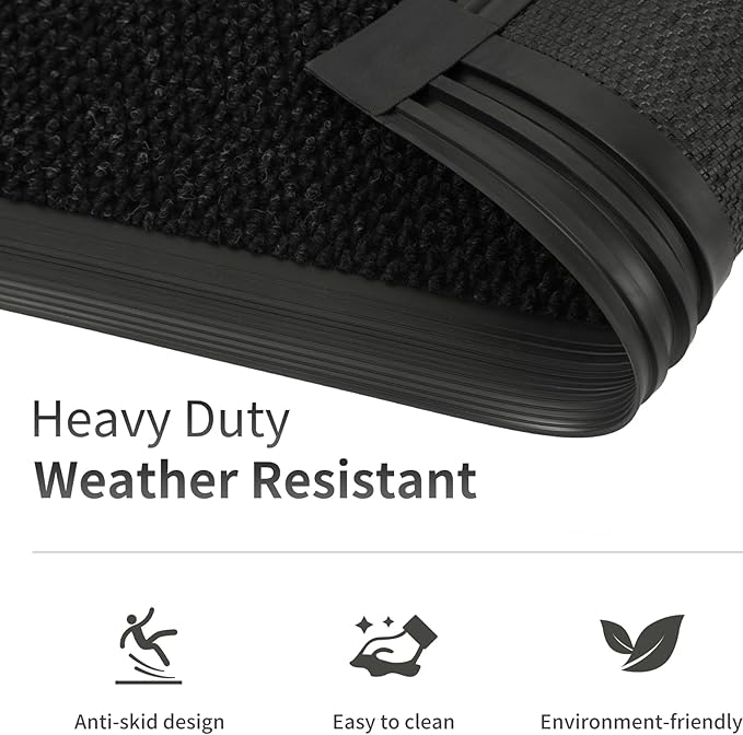 2ft x 9ft Front Door Mat Indoor Outdoor Entrance, Commercial Heavy Duty Entryway Matt, Non-Slip Rubber Backing Low Profile Doormat, Waterproof Dirt Trapper Welcome Mat for High Traffic Area