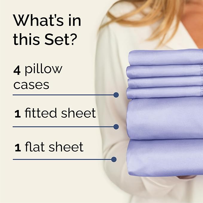 Cal King 6 Piece Sheet Set - Cooling & Breathable Bed Sheets - Hotel Luxury Bed Sheets for Women, Men, Kids & Teens - Deep Pocket Bedding w/Easy Fit - Soft & Wrinkle Free - Cal King Lavender Sheets