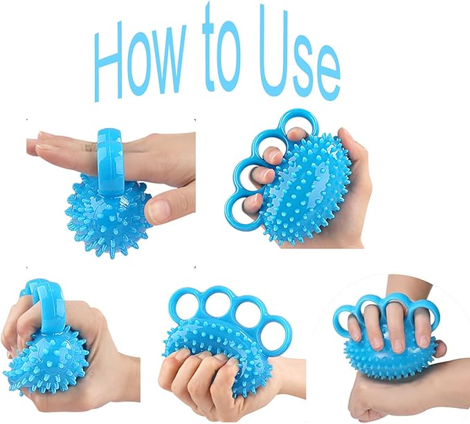 Hand Exerciser Ball and Finger Stretcher, Hand Grip Strengthener Trainer, Squeeze Balls, Wrist Pain Relief (Pink)