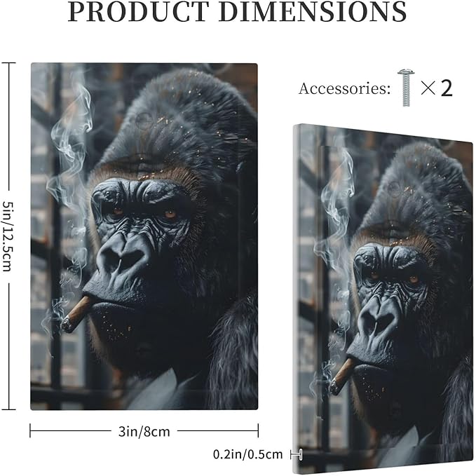 Funny Animal Smoking Black Orangutan Light Switch Cover Plate 1 Gang No Device Blank Electrical Wall Plates Faceplate Decorative Switch Plate Covers for Farmhouse Home Office Decor