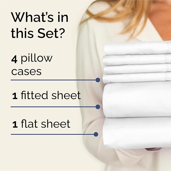 King 6 Piece Sheet Set - Cooling & Breathable Bed Sheets - Hotel Luxury Bed Sheets for Women, Men, Kids & Teens - Comfy Bedding with Deep Pockets & Easy Fit - Soft and Wrinkle Free - King White Sheets