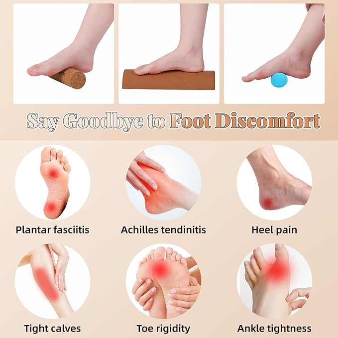 Cork Balance Board 4-in-1 Foot Strengthener, Premium Natural Cork, Plantar Fasciitis Foot Pain Relief, Foot Balance Trainer