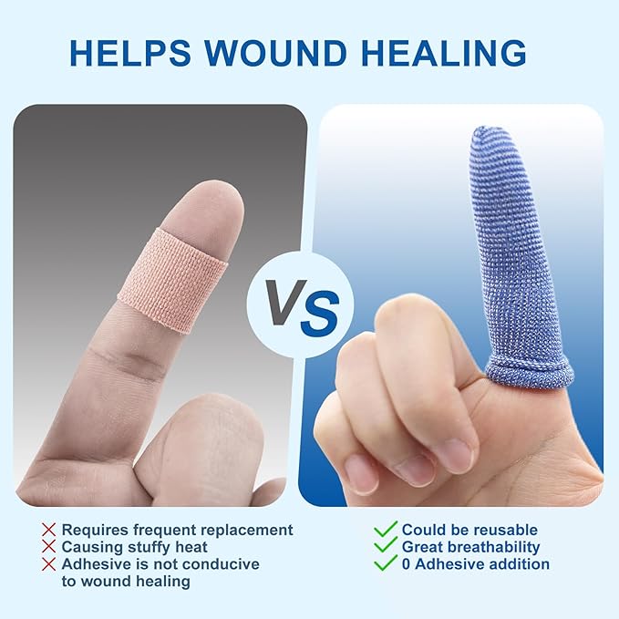 Dimora Finger Cots, Pack of 60 (Medium Size) Finger Protectors, Breathable Bandages for Wound Care, Stretchy Sleeves for Gardening, Fitness and Cargo Handling, Blue