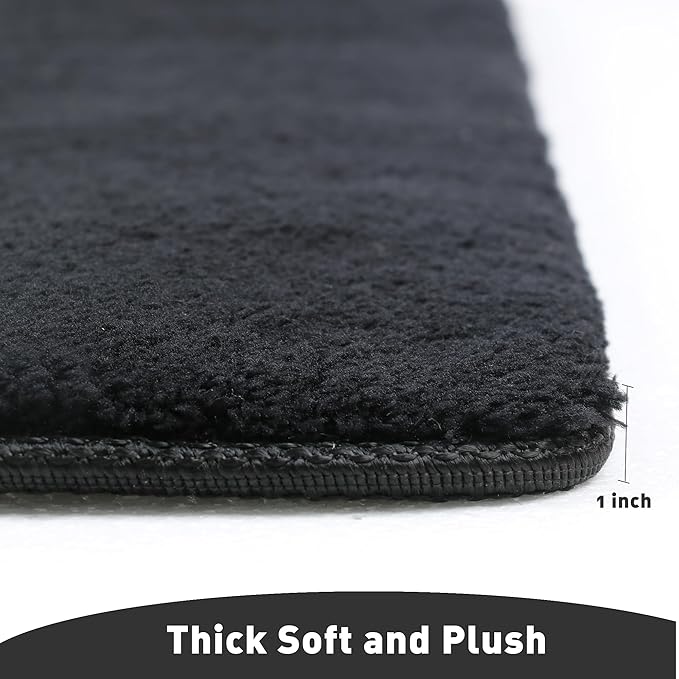 PURE ERA Carpet Stair Treads Ultra Plush 8 x 30 inch Soft Indoor Stair Protectors Pet-Friendly Non-Slip Skid Resistant Tape Free Washable Reusable(7 Pieces,Black)