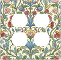 Outlet Covers Boho Red Floral Morris Plant Leaves 2 Gang Double Duplex Decorative Light Switch Covers Electrical Wallplates Socket Faceplate For Farmhouse Cabin Decor