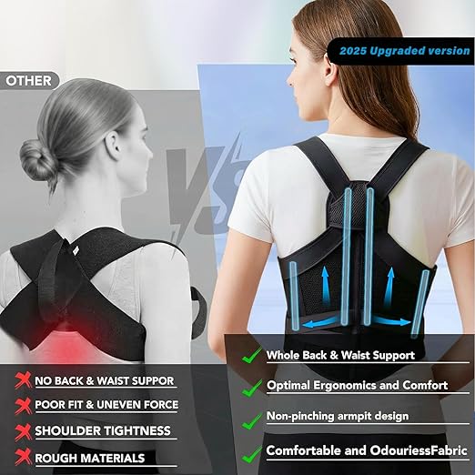 Back Brace Posture Corrector for Women and Men, Upgraded Breathable Full Back Support, Comfortable Shoulder Straightener, Pain Relief for Upper/Lower Back, Support for Scoliosis, Hunchback, Thoracic Spine, (Small)
