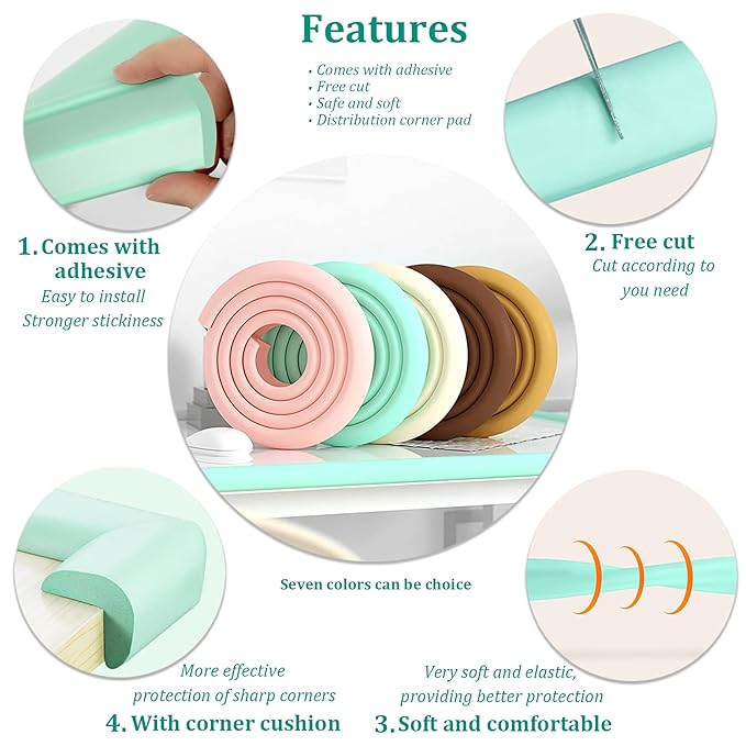 Corner Guards, Milky White(4 Corner&6.5ft Safety Bumpers), FURNITURE_EDGE_BUMPER, Protects Babies from Sharp Furniture Corners