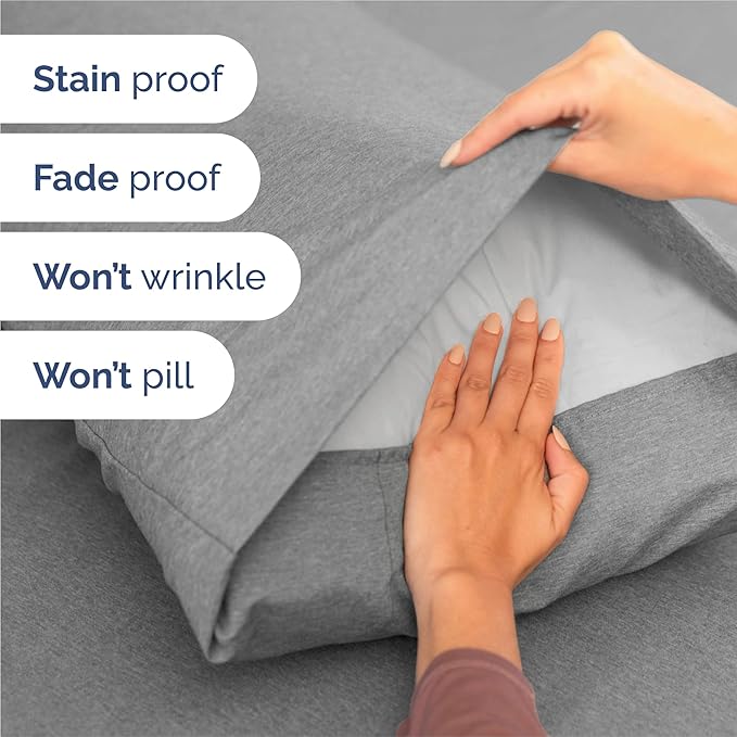 King 6 Piece Sheet Set - Cooling & Breathable Bed Sheets - Hotel Luxury Bed Sheets for Women, Men, Kids & Teens - Bedding w/Deep Pockets & Easy Fit - Soft & Wrinkle Free - King Heathered Grey Sheets