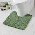 MIULEE Microfiber Toilet Bath Mat U-Shaped Contour Shaggy Bathroom Rugs Non Slip Extra Thick Soft Bath Rug Absorbent Water for Bathroom Commode Machine Washable(20x24 Inch, Moss Green)