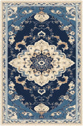 Decorative Light Switch Cover Plate Boho Beige Navy Blue Medallion 1 Gang No Device Single Blank Outlet Covers Wall Plate Switch Plate Covers for Country Bathroom Bedroom Decor