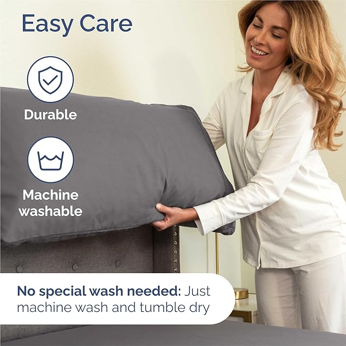 Split King 7 Piece Sheet Set - Cooling & Breathable Bed Sheets - Hotel Luxury Bed Sheets for Women, Men, Kids & Teens - Deep Pockets - Easy Fit - Soft and Wrinkle Free - Split King Dark Grey Sheets