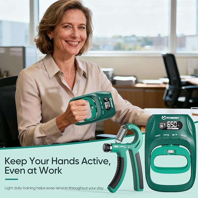 FitBeast Grip Strength Tester Set with Hand Strengthening Tools – Track Progress, Build Strength & Support Hand Recovery (3-in-1 Kit)