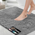 GORILLA GRIP Bath Rug Mat, Thick Soft Absorbent Chenille, Quick Dry Microfiber Mats, Rubber Backing Washable Shower Floor Rugs, US Designed Bathroom Bathmat Home Decor Accessories, 24x17, Grey