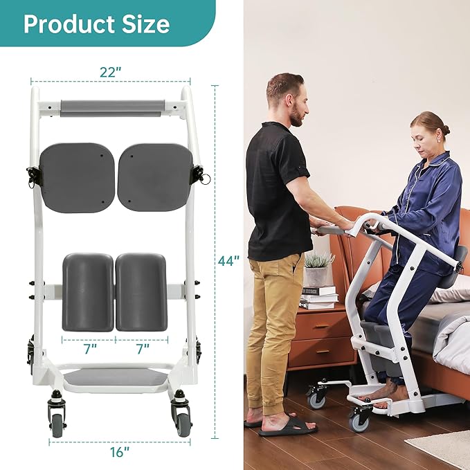 ELENKER Stand Assist Lift - Sit to Stand Lift Patient Transport Unit for Elderly - Patient Lift for Home Care Use- 400 Pound Weight Capacity. Widest Size is 25 inches