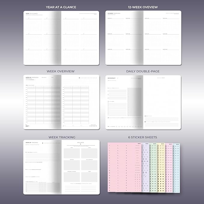 12 Week Focus Planner: High Performance Project Planner - Stay Focused and Achieve your Goals - Weekly and Daily Pages with Scientifically Proven Prompts - Undated, 7x10inch Purple Hardcover