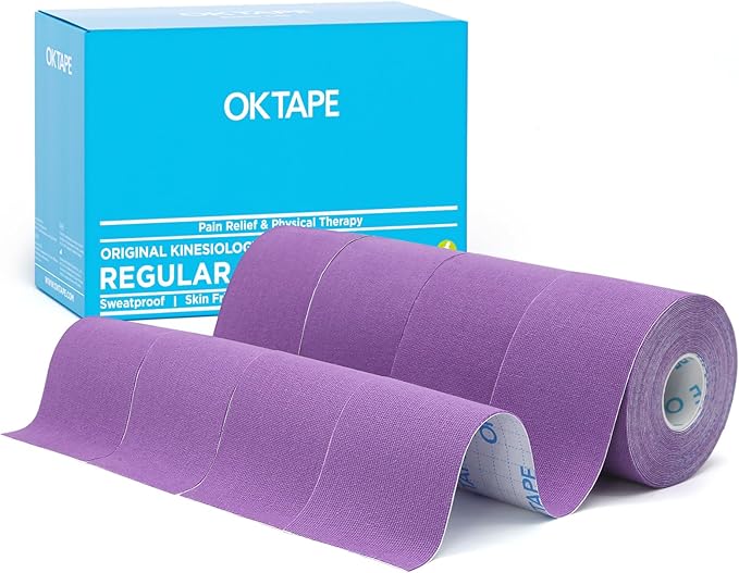 OK TAPE Regular Kinesiology Tape (4 Pack), Original Cotton Athletic Tape for Support Muscle Joint Knee, Sports Waterproof Tape Uncut Strips Latex Free, Hypoallergenic, 2in×16.4ft - Black
