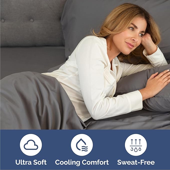 Cal King 6 Piece Sheet Set - Cooling & Breathable Bed Sheets - Hotel Luxury Bed Sheets for Women, Men, Kids & Teens - Deep Pocket Bedding w/Easy Fit - Soft & Wrinkle Free - Cal King Dark Grey Sheets