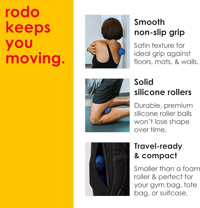 Rodo 2-in-1 Firm Peanut & Lacrosse Ball Roller | Deep Tissue Massage Tool for Fascia, Plantar Fasciitis, HIPS & Back | Mobility & Recovery Roller | Compact, Travel-Friendly, Pilates, Therapy Ready