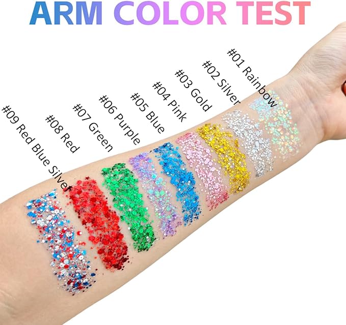Mysense Gold Body Glitter Stick,Sparkling Face Hair Glitter,Mardi Gras Accessories,Singer Concert Festival Rave Outfit for Women,Mermaid Sequins Chunky Glitter Makeup