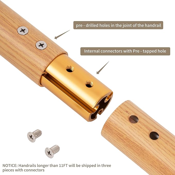 18 FT Modern Aluminum Handrail Set - ADA Compliant Indoor & Outdoor Stair Railing. 1.4" Diameter Grab Bar. Wall-Mounted with 90°Wall Return End. Ideal for Safe Grip，Rust Free(Cherry Wood Grain, 18FT)