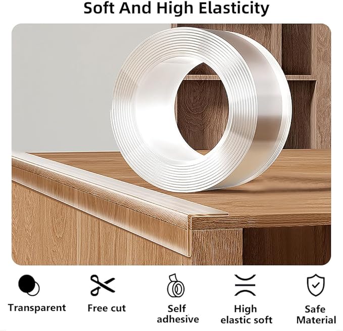 Baby Proofing Edge Protector for Kid Clear Edge Protector Strip Safety Corner Guards Child Proof Corner Bumper for Furniture 1.2in x 16.4ft
