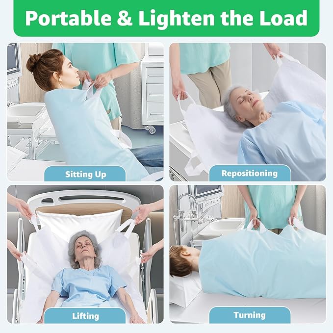 Incontinence Bed Pads Washable: Waterproof Bed Pads for Elderly with 10 Handles,2 Pcs 34"x72" Reusable Bed Underpads, Positioning Bed Pads for Incontinence Adult, Bedwet,Kids,Bedridden,Hospitals
