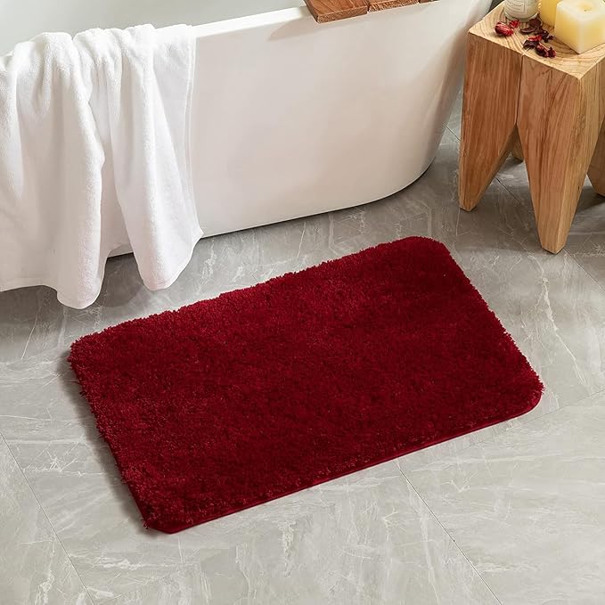 MIULEE Christmas Red Bathroom Runner Rug 24x60 Inches, Long Bath Mat for Bathroom Floor Bathtub Showers, Machine Washable Absorbent Microfiber Carpet with TPR Anti-Slip Back