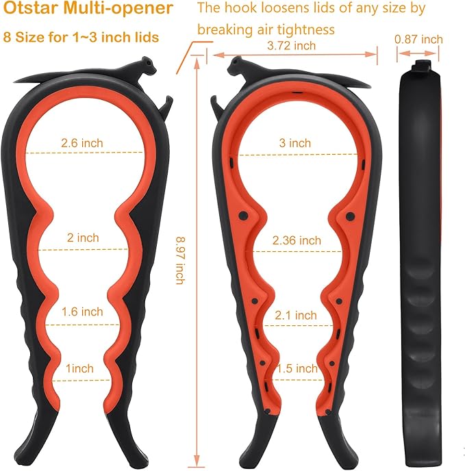 Otstar Latest Jar Opener for Seniors with Arthritis, Weak Hands, Multi-function Bottle Opener with Non Slip Rubber Jar Opener Gripper Pad and Corkscrew Wine Opener