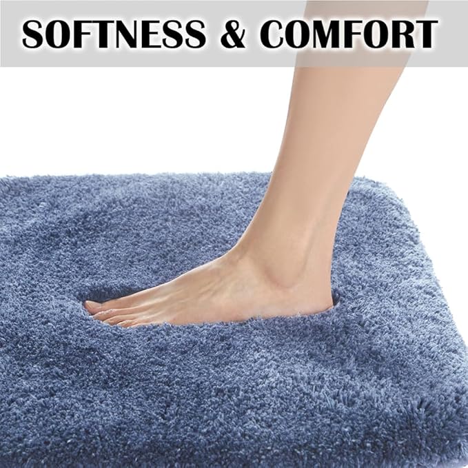 Suchtale Large Bathroom Rug Mat: Extra Soft & Absorbent Shaggy, 24 x 40, Blue; Machine Washable Microfiber, Non Slip, Luxury Floor Mat