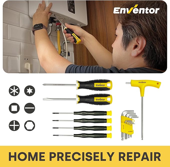 Enventor Home Tool Kit, 220 Piece Hand Tool Kit with Toolbox Storage Case, Basic Household Auto Repair Tool Set for Home Repairs Men Women DIY, Auto Maintenance, General Use, Household Repair Tools